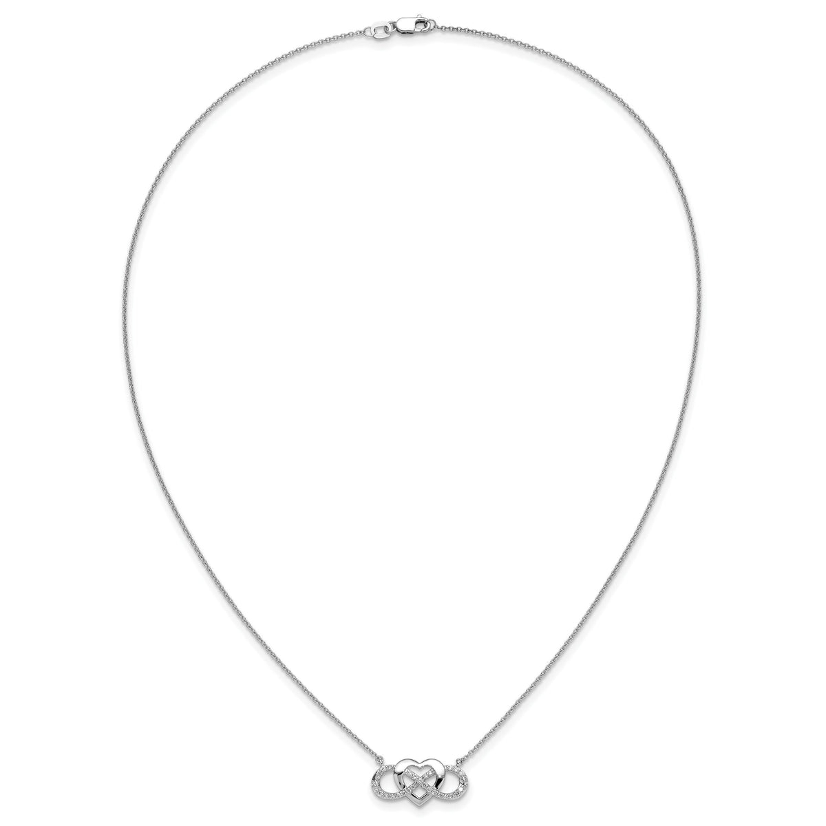 14k White Gold Diamond Infinity Heart 18 inch Necklace-PM3806-020-WA