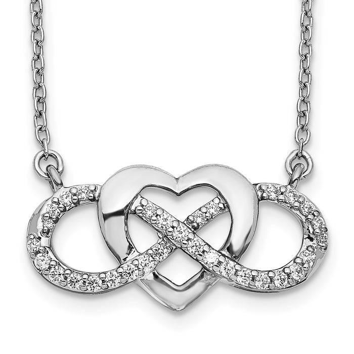 14k White Gold Diamond Infinity Heart 18 inch Necklace-PM3806-020-WA