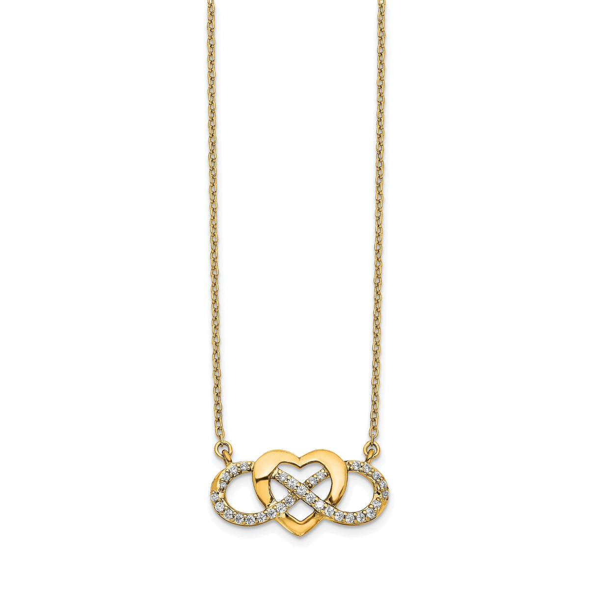 14k Diamond Infinity Heart 18 inch Necklace-PM3806-020-YA