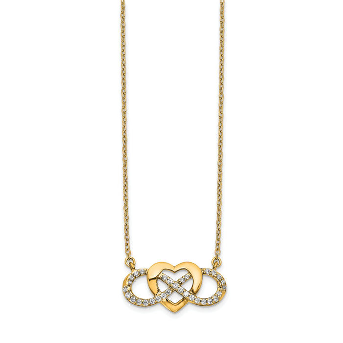 14k Diamond Infinity Heart 18 inch Necklace-PM3806-020-YA