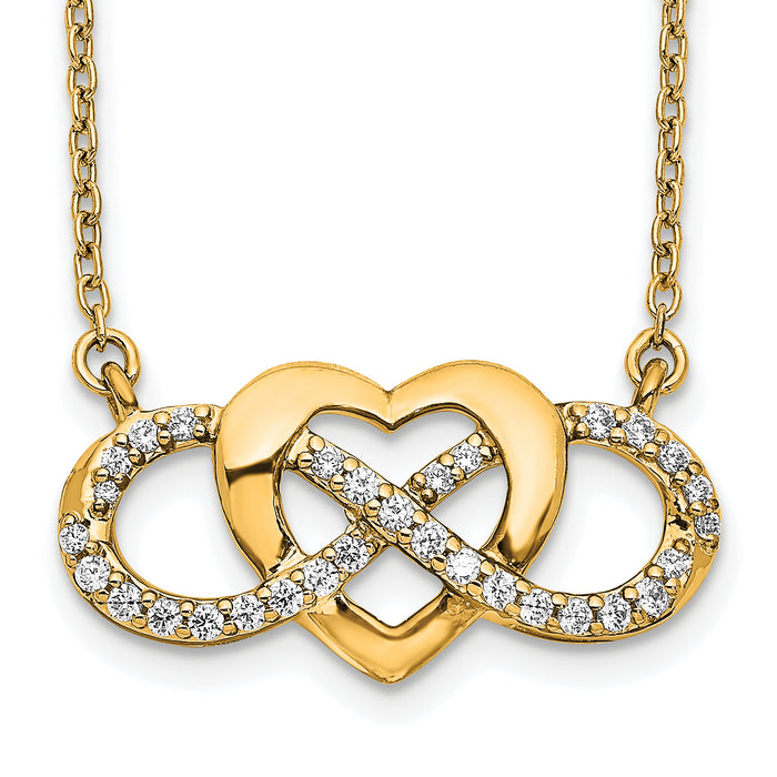 14k Diamond Infinity Heart 18 inch Necklace-PM3806-020-YA