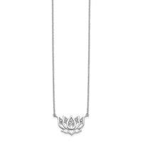 14k White Gold Diamond Lotus Flower 18 inch Necklace-PM3810-008-WA