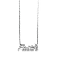 14k White Gold Diamond Faith 18 inch Necklace-PM3815-025-WA