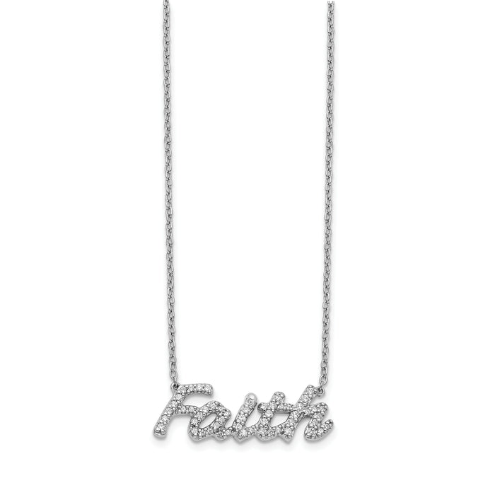 14k White Gold Diamond Faith 18 inch Necklace-PM3815-025-WA