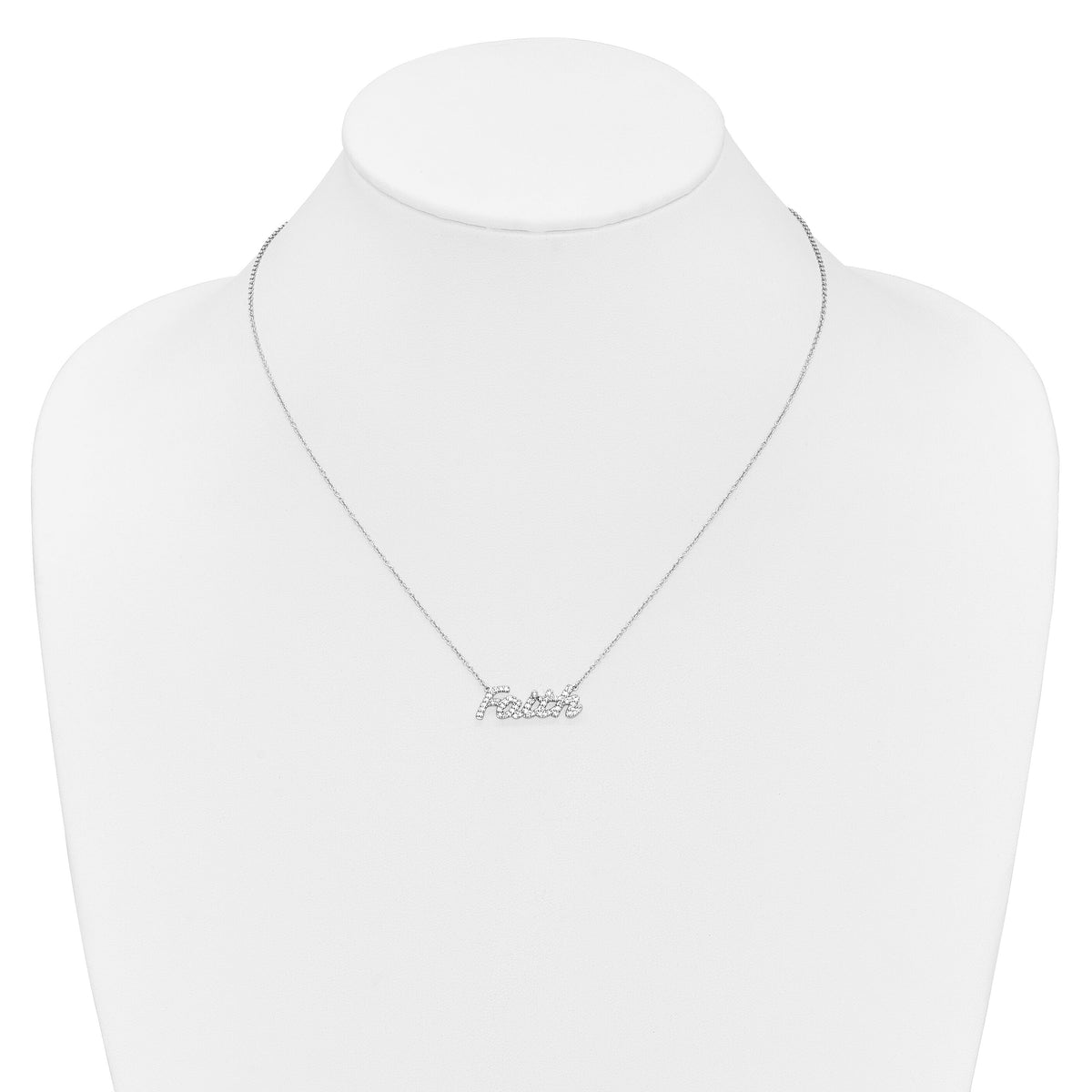 14k White Gold Diamond Faith 18 inch Necklace-PM3815-025-WA