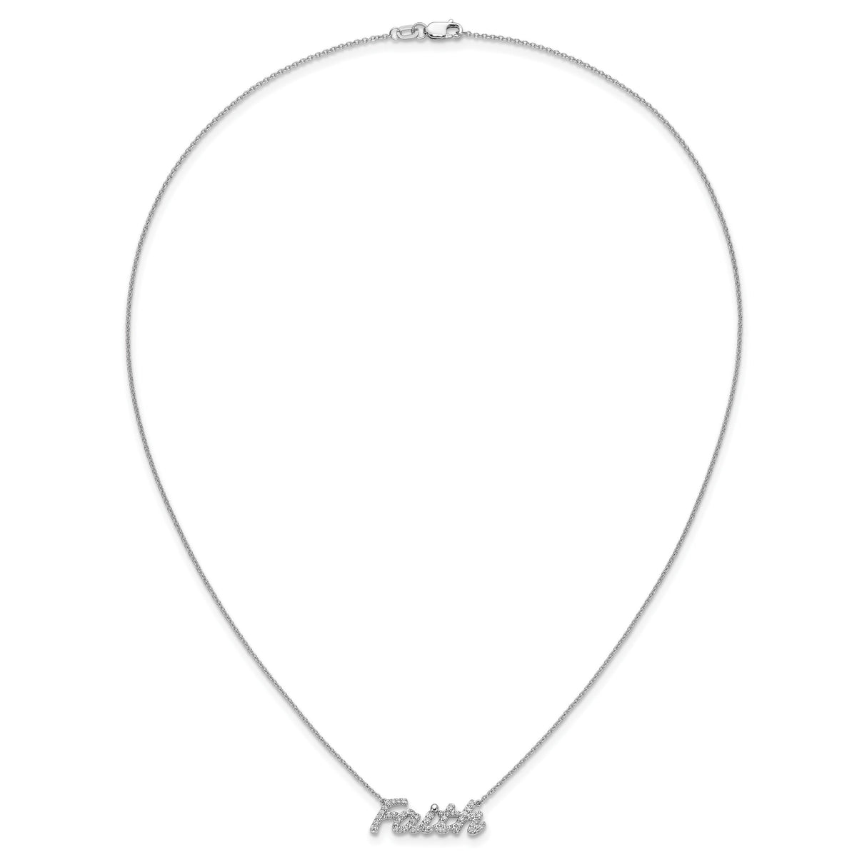 14k White Gold Diamond Faith 18 inch Necklace-PM3815-025-WA