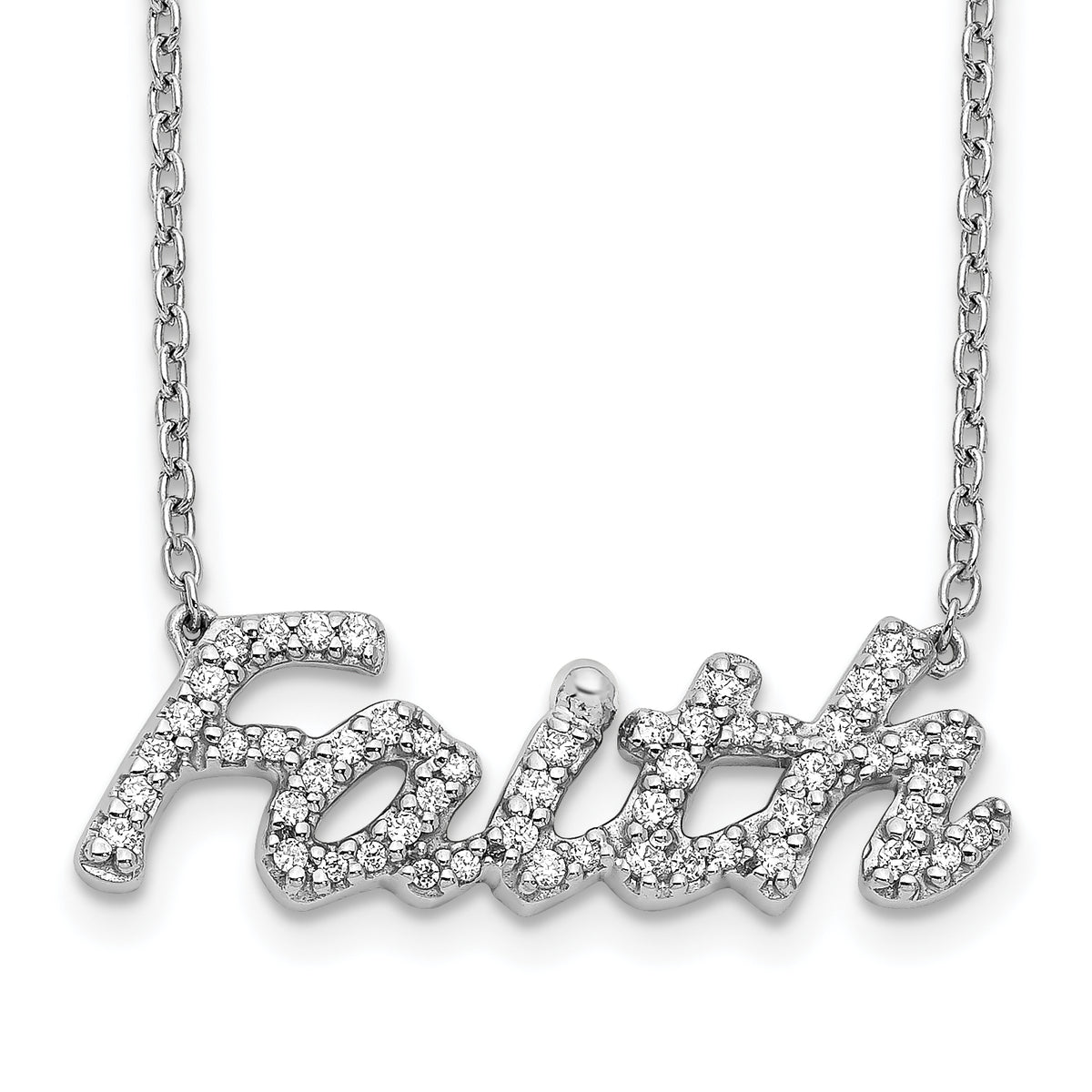 14k White Gold Diamond Faith 18 inch Necklace-PM3815-025-WA