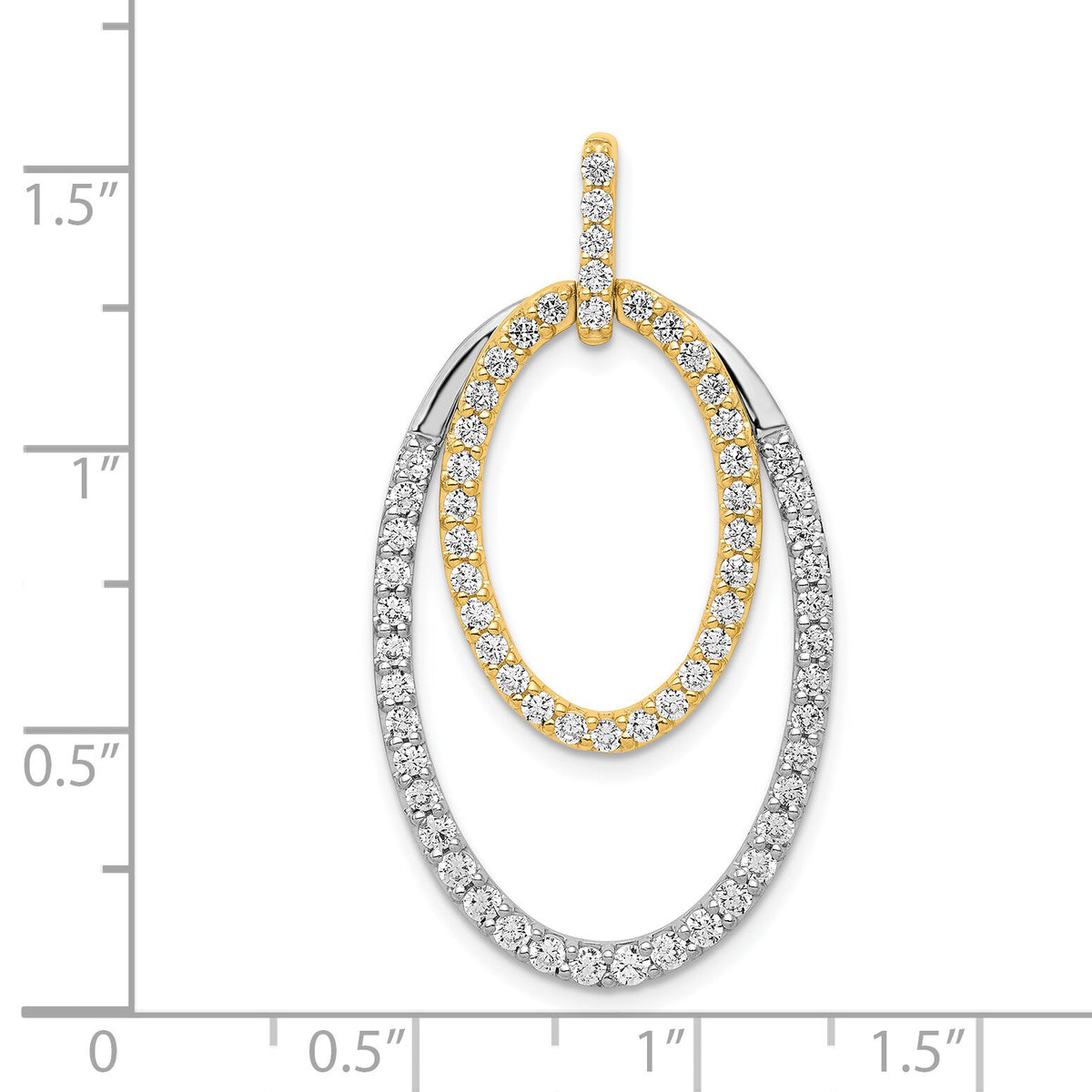 14k Two-tone 1ct. Diamond Double Oval Pendant-PM3819-100-YWA