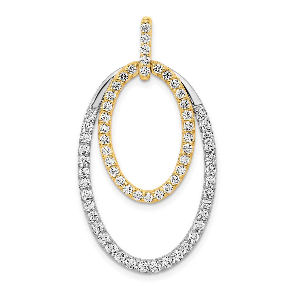 14k Two-tone 1ct. Diamond Double Oval Pendant-PM3819-100-YWA