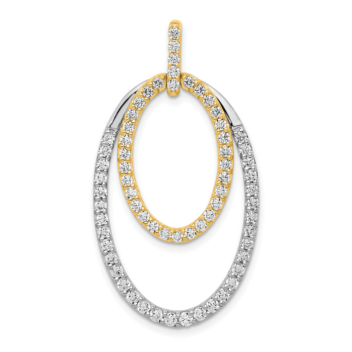 14k Two-tone 1ct. Diamond Double Oval Pendant-PM3819-100-YWA