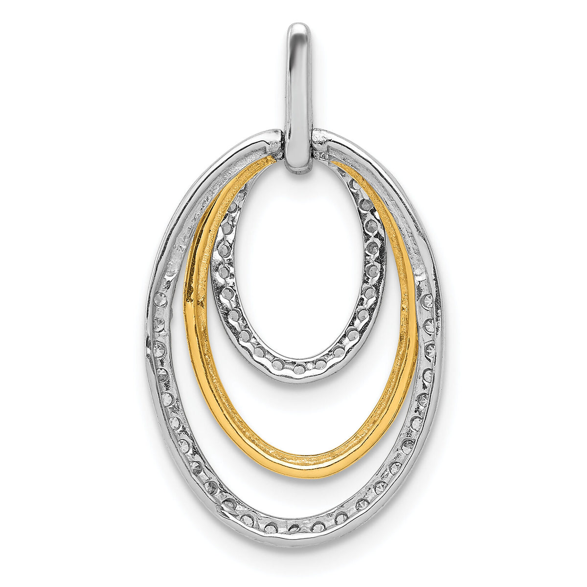 14k Two-tone 1/4ct. Diamond Fancy Triple Oval Pendant-PM3820-025-YWA