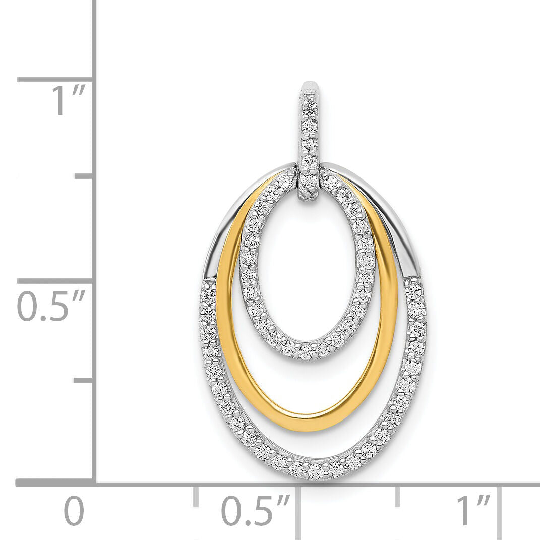 14k Two-tone 1/4ct. Diamond Fancy Triple Oval Pendant-PM3820-025-YWA