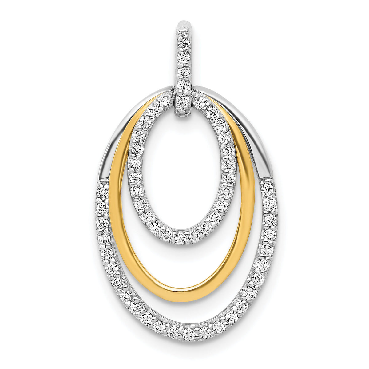 14k Two-tone 1/4ct. Diamond Fancy Triple Oval Pendant-PM3820-025-YWA