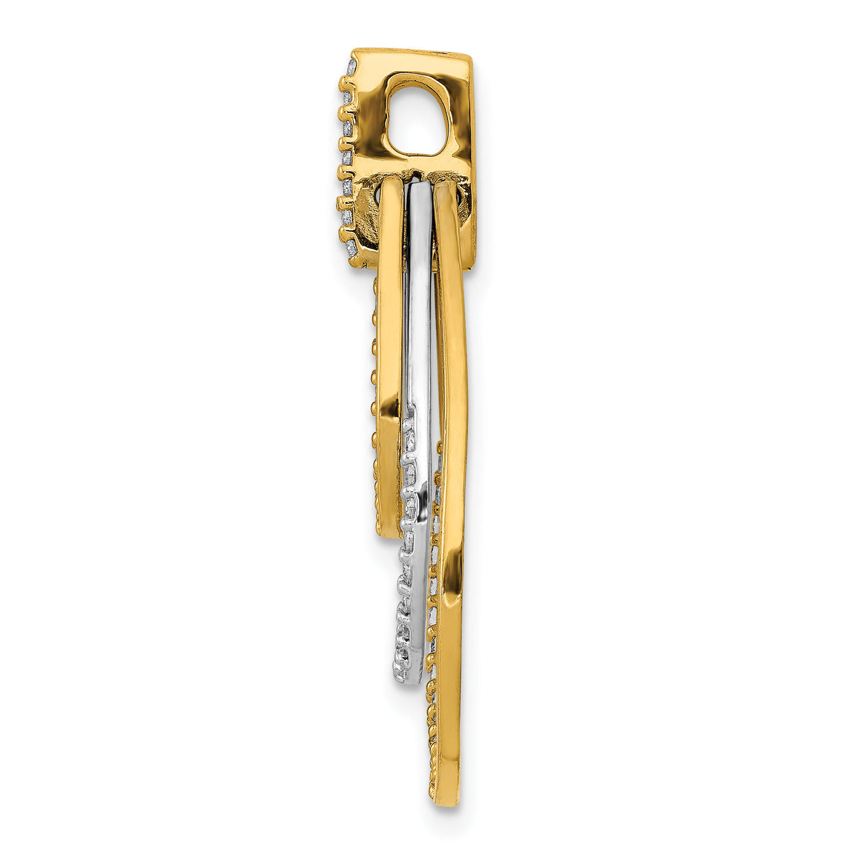 14k Two-tone Polished 1/4ct. Diamond Triple Teardrop Pendant-PM3821-025-YWA