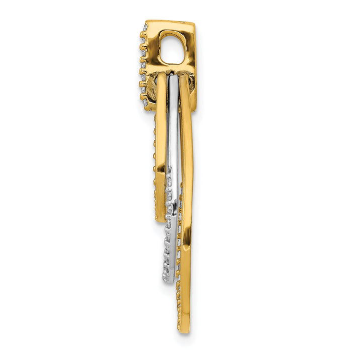 14k Two-tone Polished 1/4ct. Diamond Triple Teardrop Pendant-PM3821-025-YWA