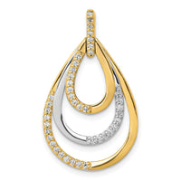 14k Two-tone Polished 1/4ct. Diamond Triple Teardrop Pendant-PM3821-025-YWA