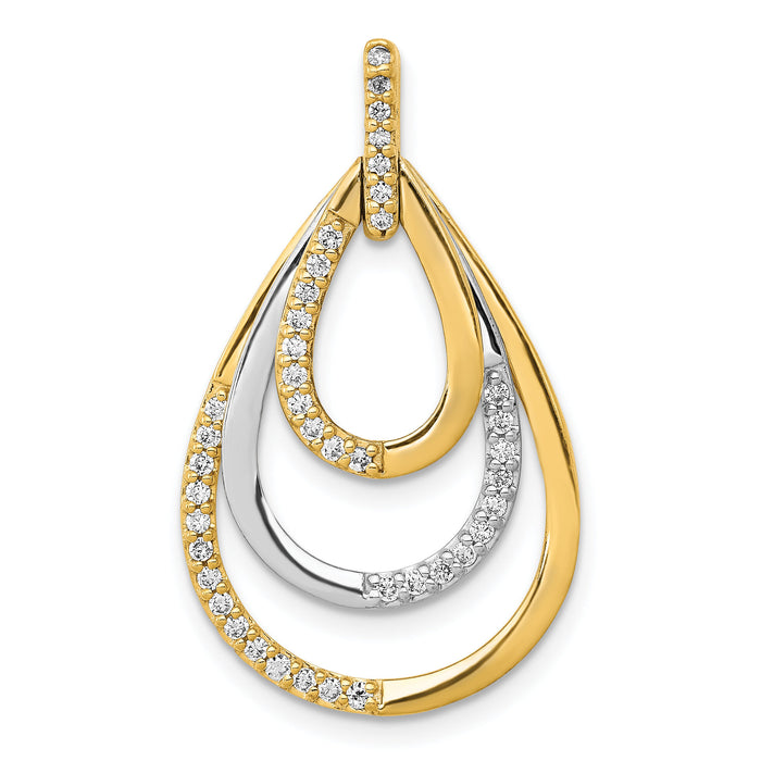 14k Two-tone Polished 1/4ct. Diamond Triple Teardrop Pendant-PM3821-025-YWA