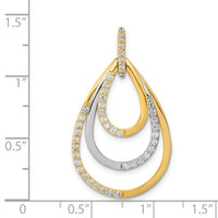 14k Two-tone Polished 1/2ct. Diamond Triple Teardrop Pendant-PM3821-050-YWA