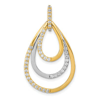 14k Two-tone Polished 1/2ct. Diamond Triple Teardrop Pendant-PM3821-050-YWA