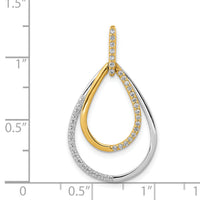 14k Two-tone Polished 1/4ct. Diamond Double Teardrop Pendant-PM3824-025-YWA