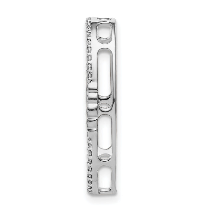 14k White Gold 1/4ct. Diamond Oval Chain Slide-PM3827-025-WA