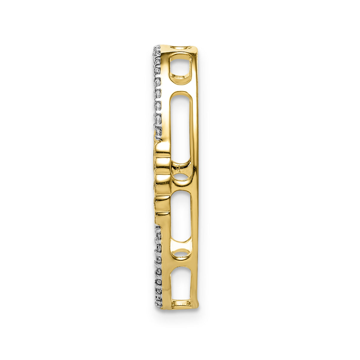 14k White Gold 1/4ct. Diamond Oval Chain Slide-PM3827-025-WA