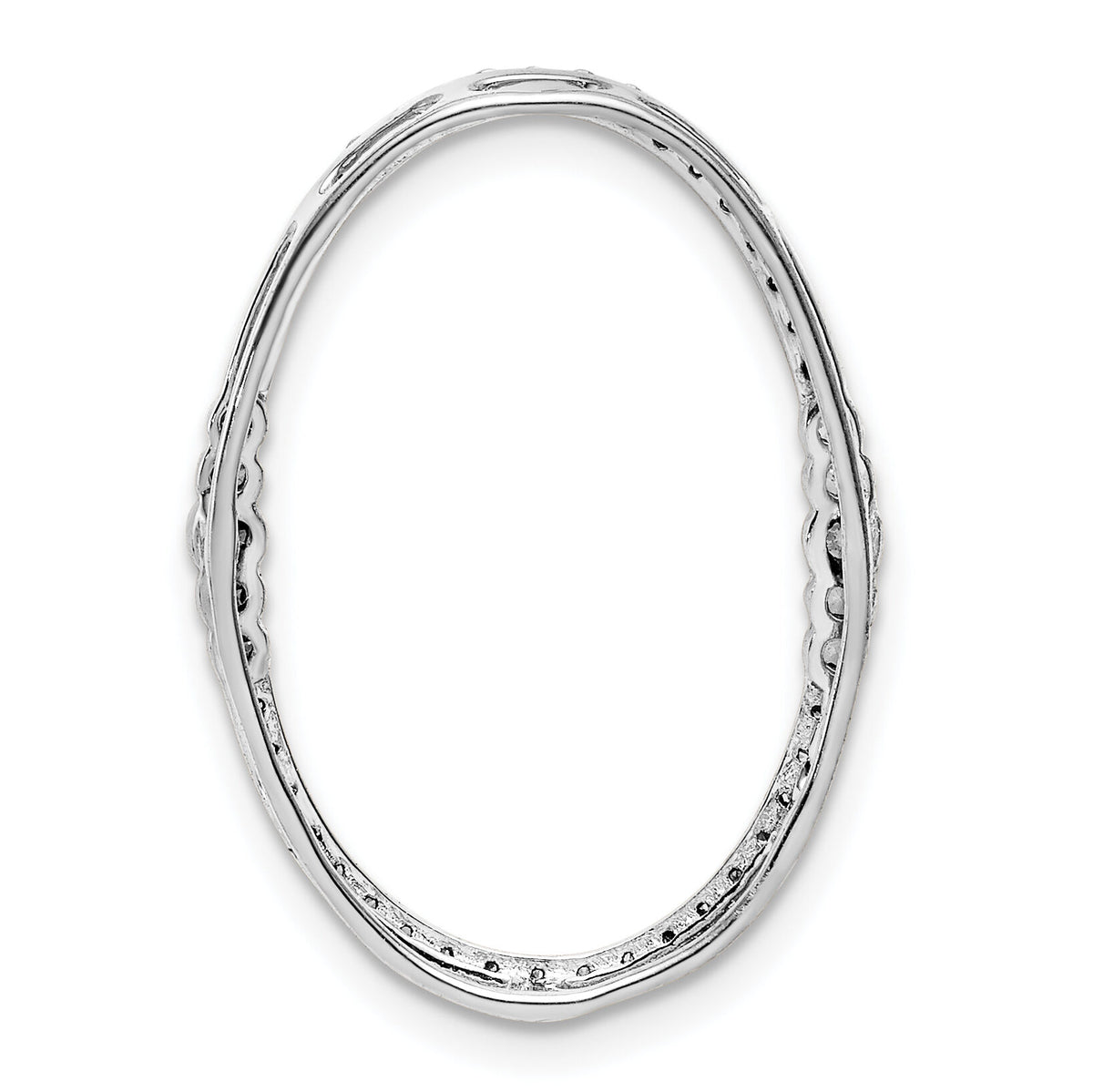 14k White Gold 1/4ct. Diamond Oval Chain Slide-PM3827-025-WA