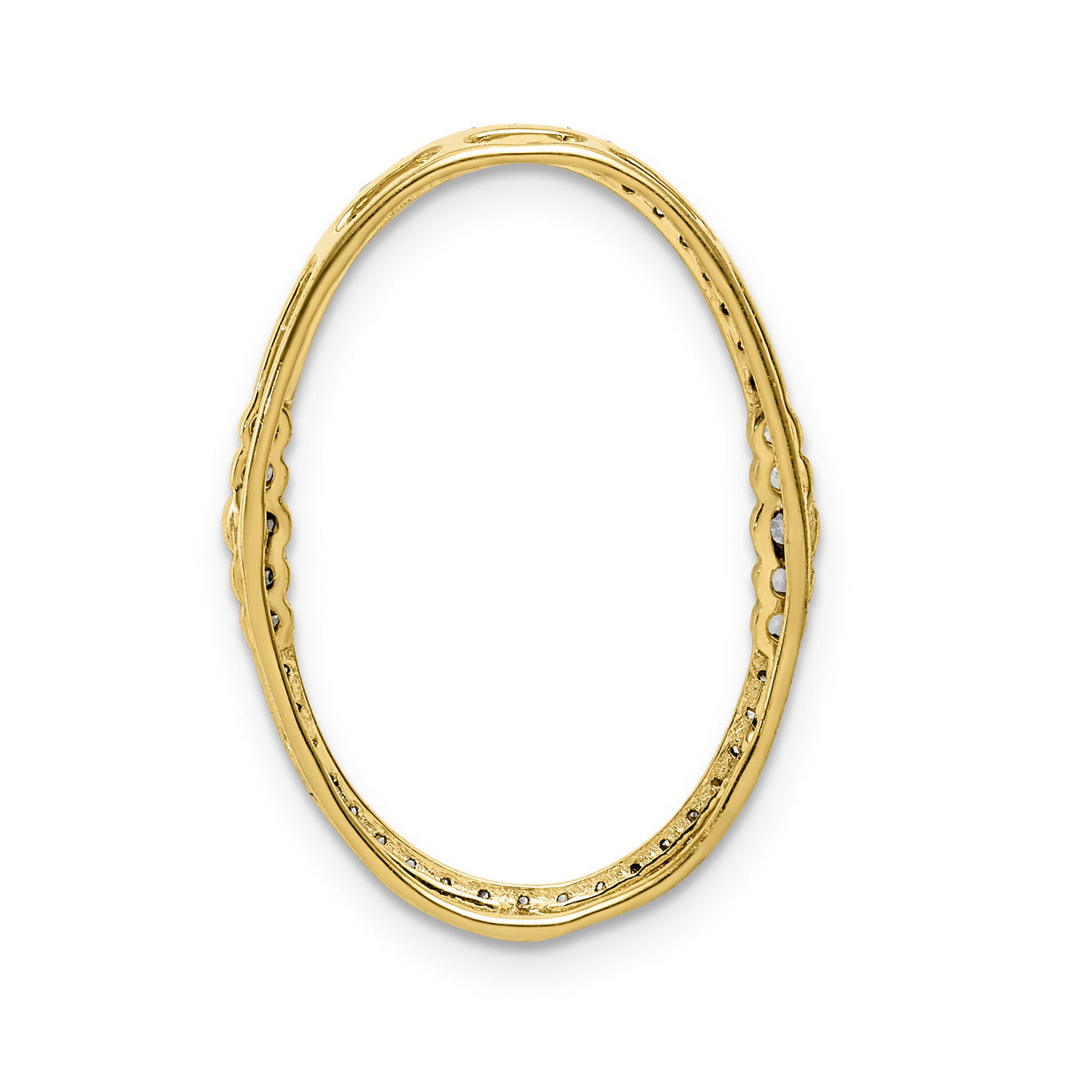 14k White Gold 1/4ct. Diamond Oval Chain Slide-PM3827-025-WA
