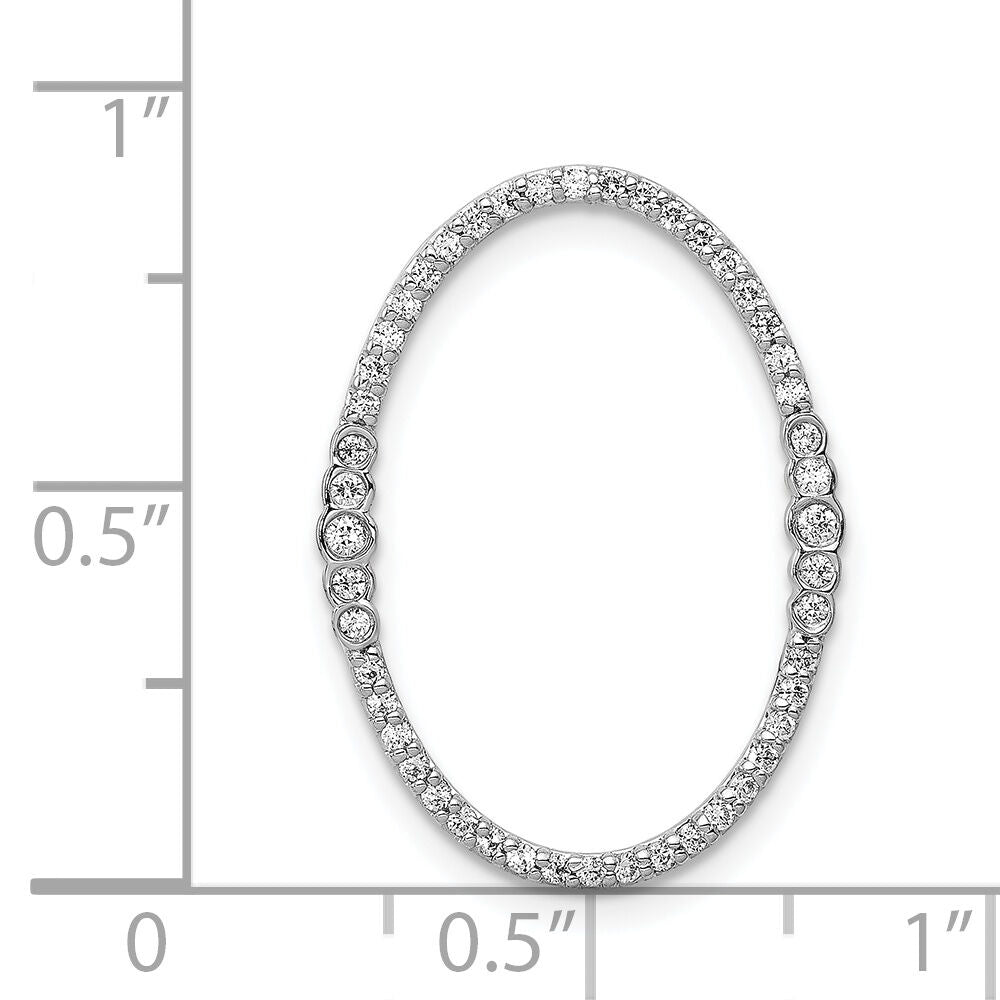 14k White Gold 1/4ct. Diamond Oval Chain Slide-PM3827-025-WA