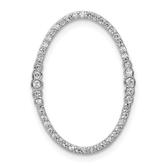 14k White Gold 1/4ct. Diamond Oval Chain Slide-PM3827-025-WA