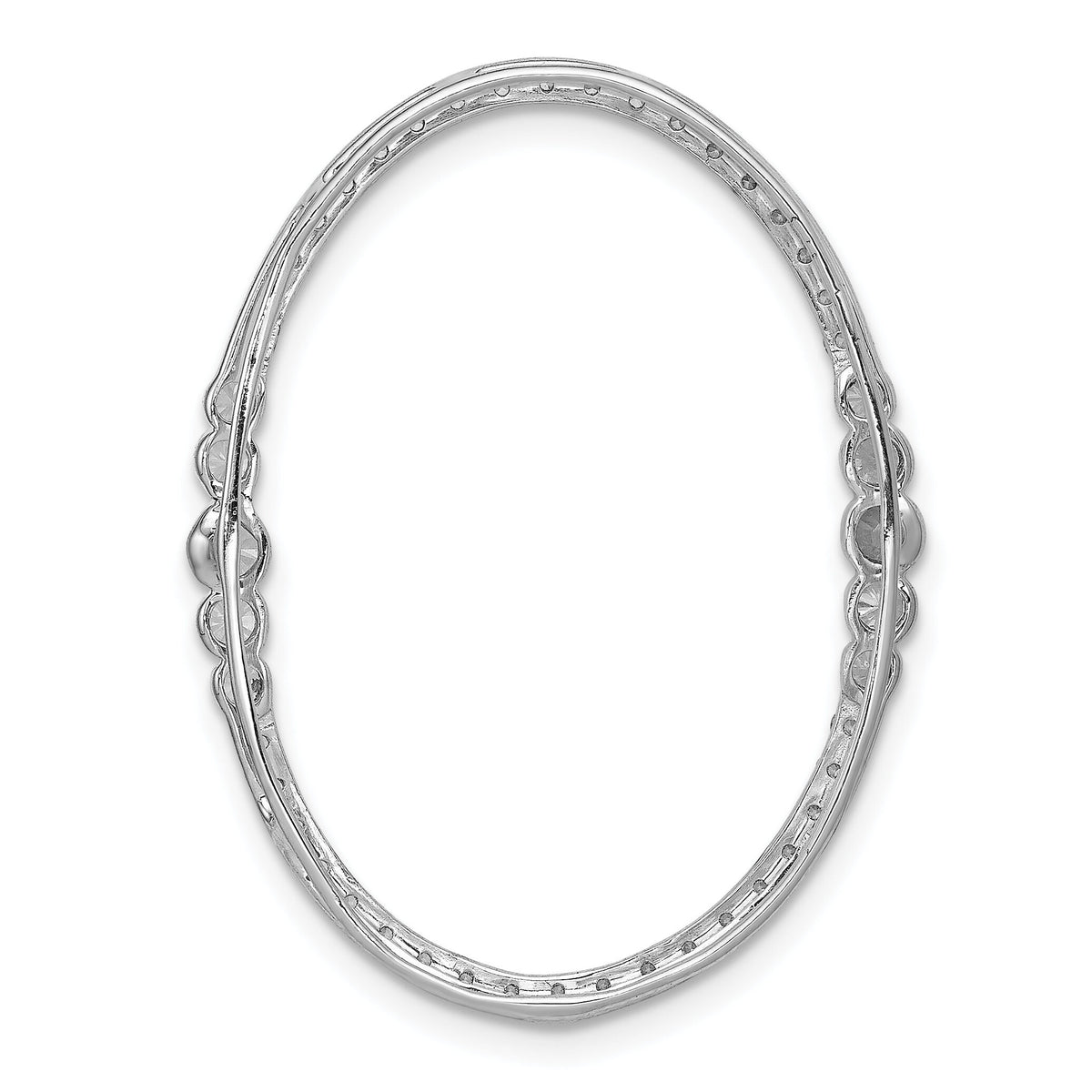 14k White Gold Diamond Oval Chain Slide Pendant-PM3827-075-WA