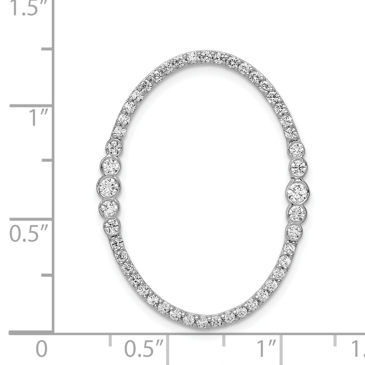 14k White Gold Diamond Oval Chain Slide Pendant-PM3827-075-WA