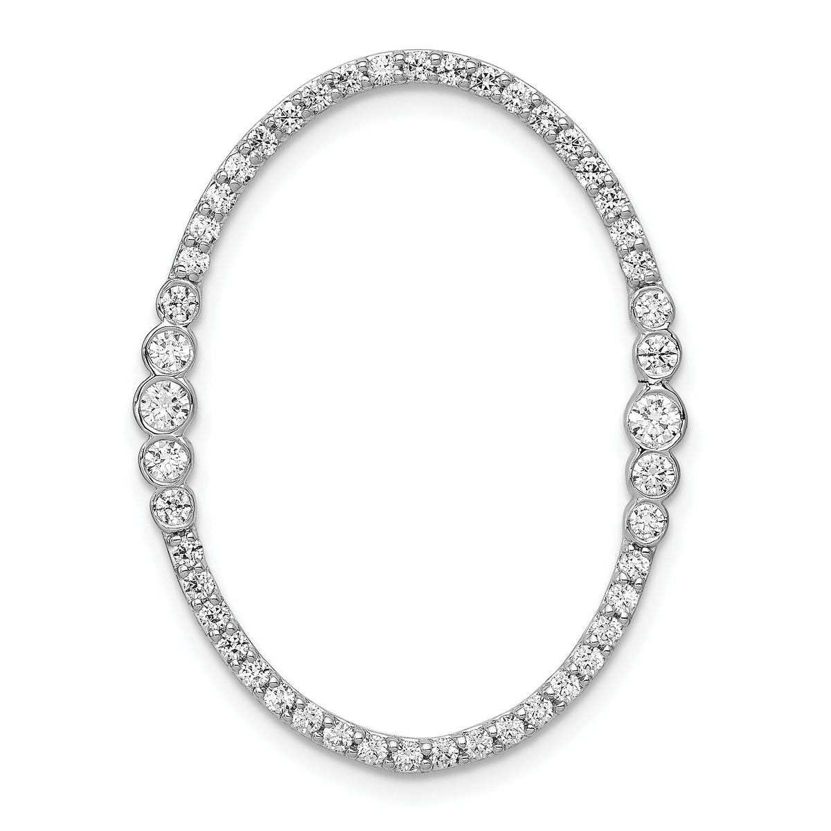14k White Gold Diamond Oval Chain Slide Pendant-PM3827-075-WA
