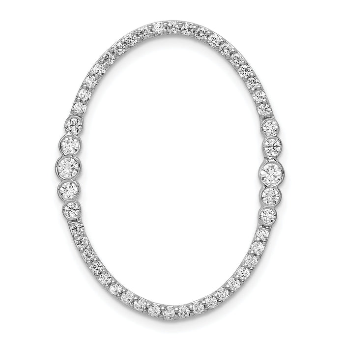 14k White Gold Diamond Oval Chain Slide Pendant-PM3827-075-WA