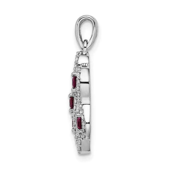 14k White Gold 1/4ct. Diamond and .32 Ruby Fancy Twist Pendant-PM3845-RU-025-WA