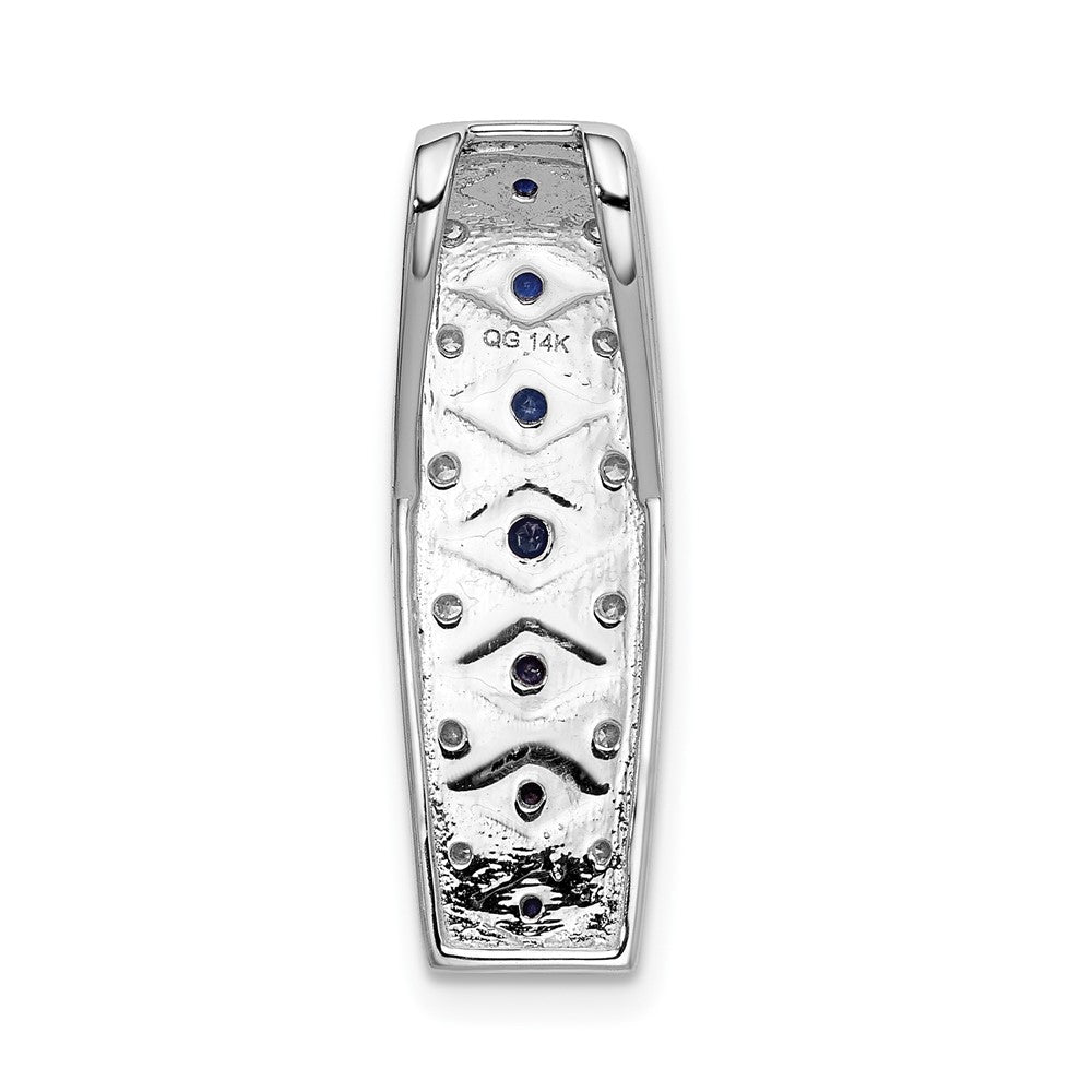 14k White Gold 1/5ct. Diamond and .31 Sapphire Fancy Chain Slide-PM3850-SA-020-WA