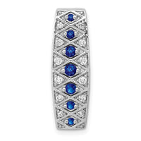 14k White Gold 1/5ct. Diamond and .31 Sapphire Fancy Chain Slide-PM3850-SA-020-WA