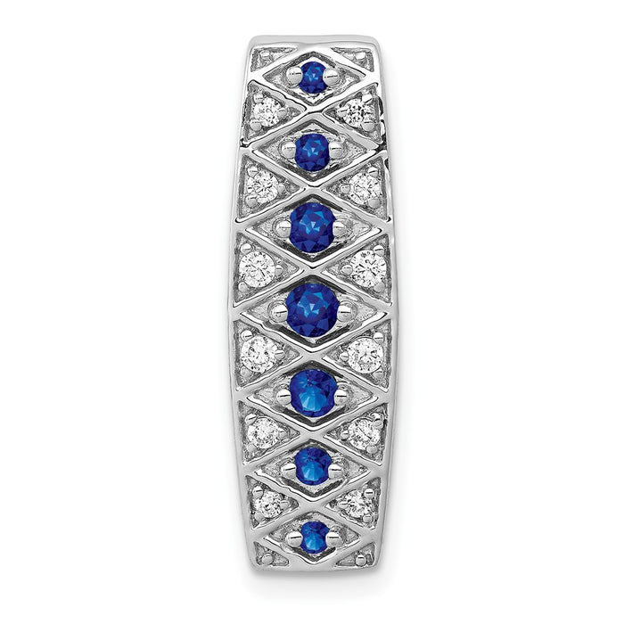 14k White Gold 1/5ct. Diamond and .31 Sapphire Fancy Chain Slide-PM3850-SA-020-WA