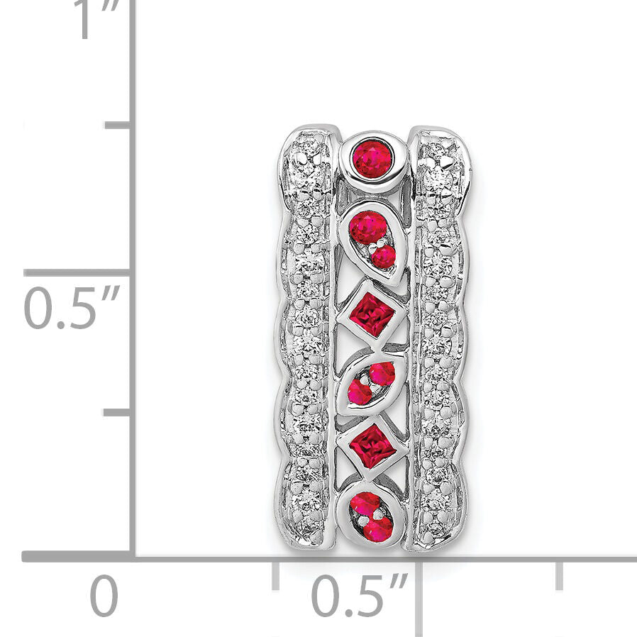 14k White Gold Diamond and .17 Ruby Fancy Chain Slide-PM3852-RU-020-WA