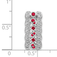 14k White Gold Diamond and .17 Ruby Fancy Chain Slide-PM3852-RU-020-WA