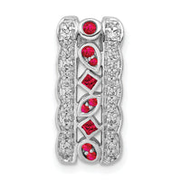 14k White Gold Diamond and .17 Ruby Fancy Chain Slide-PM3852-RU-020-WA