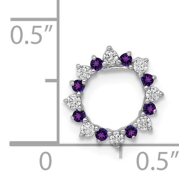 14k White Gold Diamond and .08 Amethyst Fancy Circle Chain Slide-PM3855-AM-012-WA