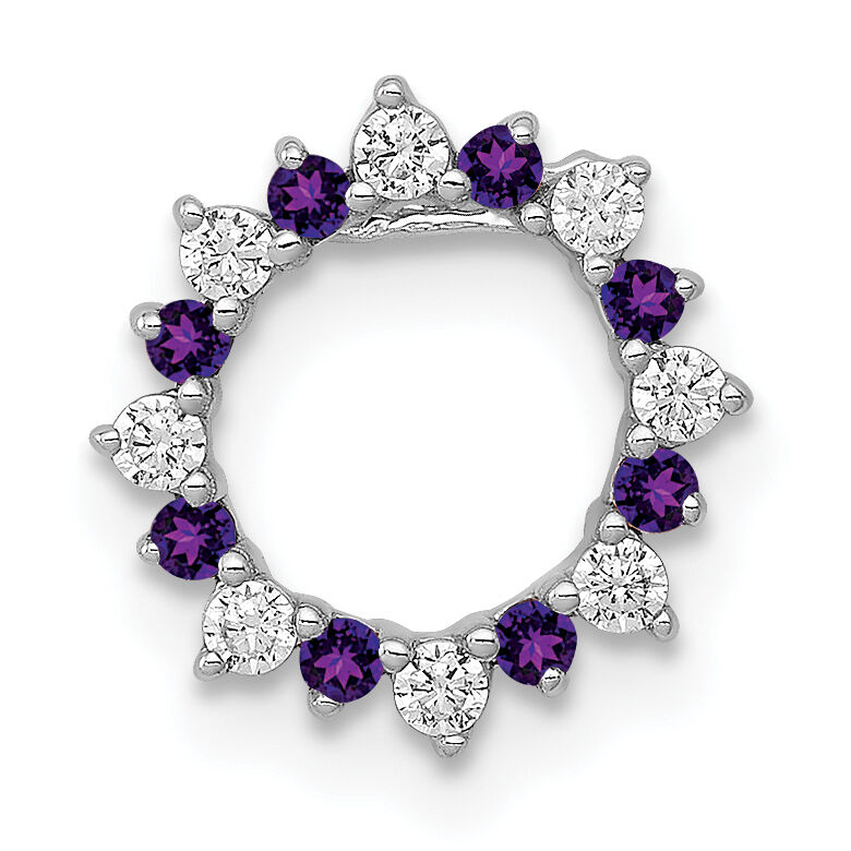 14k White Gold Diamond and .08 Amethyst Fancy Circle Chain Slide-PM3855-AM-012-WA