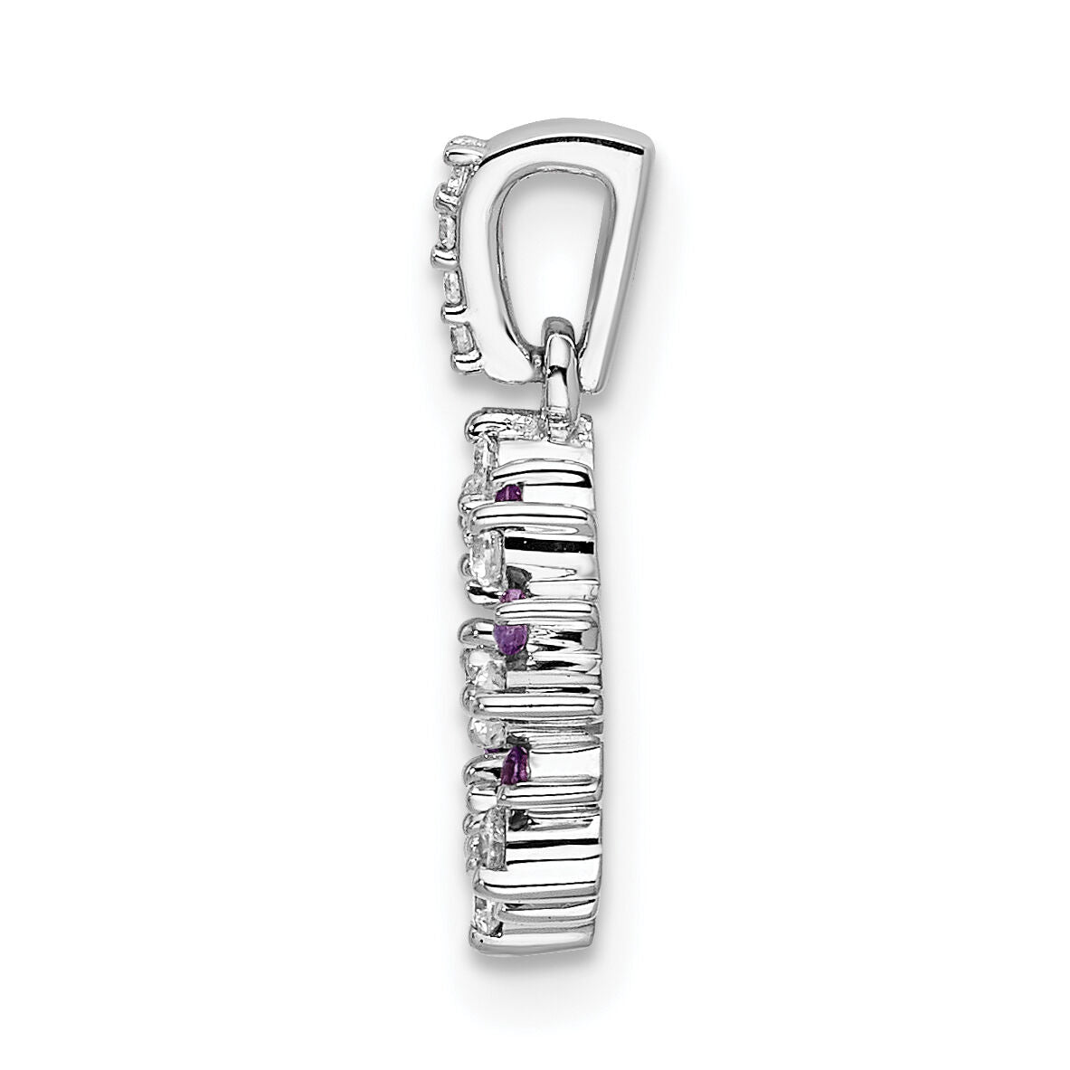 14k White Gold Diamond and .08 Amethyst Fancy Circle Pendant-PM3856-AM-012-WA