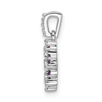 14k White Gold Diamond and .08 Amethyst Fancy Circle Pendant-PM3856-AM-012-WA