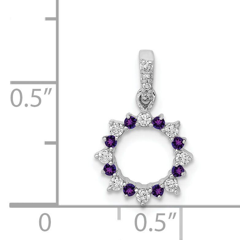 14k White Gold Diamond and .08 Amethyst Fancy Circle Pendant-PM3856-AM-012-WA