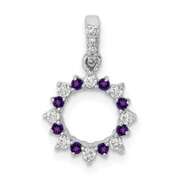 14k White Gold Diamond and .08 Amethyst Fancy Circle Pendant-PM3856-AM-012-WA