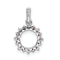 14k White Gold Diamond and .08 Garnet Fancy Circle Pendant-PM3856-GA-012-WA