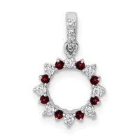 14k White Gold Diamond and .08 Garnet Fancy Circle Pendant-PM3856-GA-012-WA