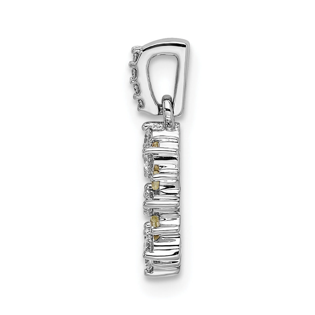14k White Gold Diamond and .08 Peridot Fancy Circle Pendant-PM3856-PE-012-WA